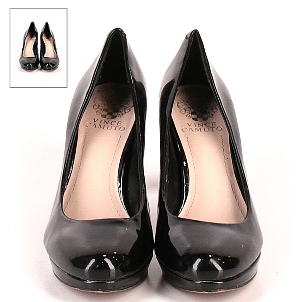 Vince Camuto Black Patent Round Toe Pumps